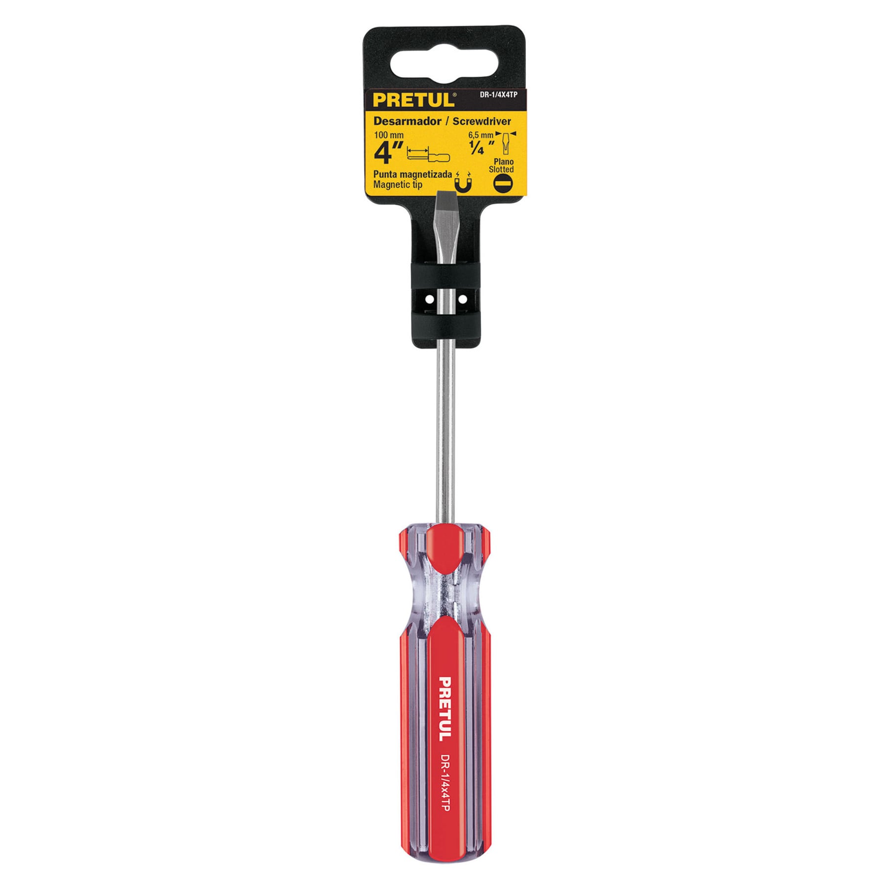  DESARMADOR PLANO 1/4" X 4" PRETUL