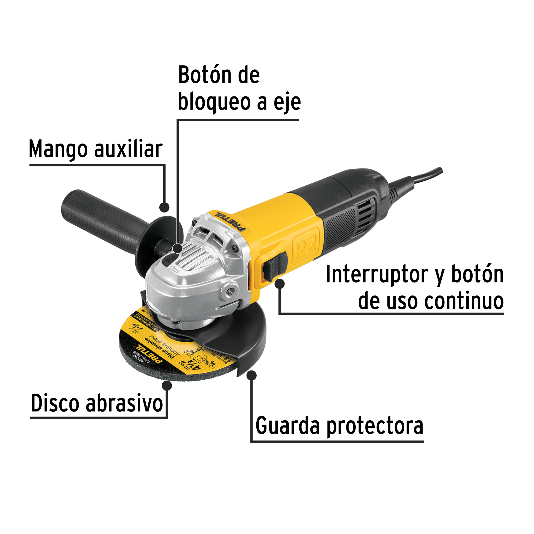 ESMERILADORA ANGULAR 4-1/2" 700W PRETUL