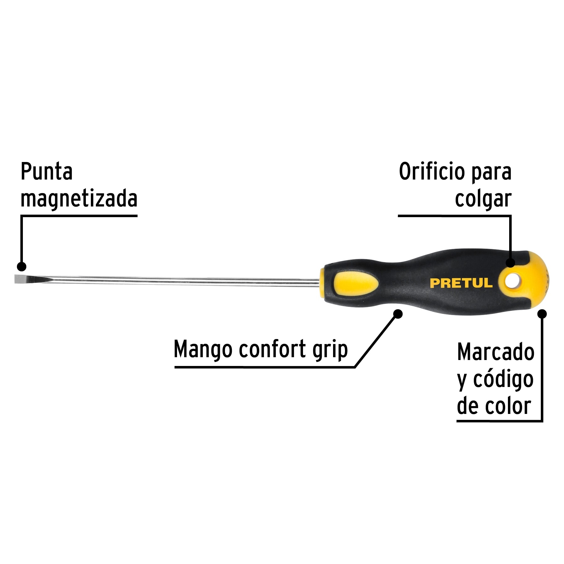 DESARMADOR PLANO 1/8 X 4" PRETUL