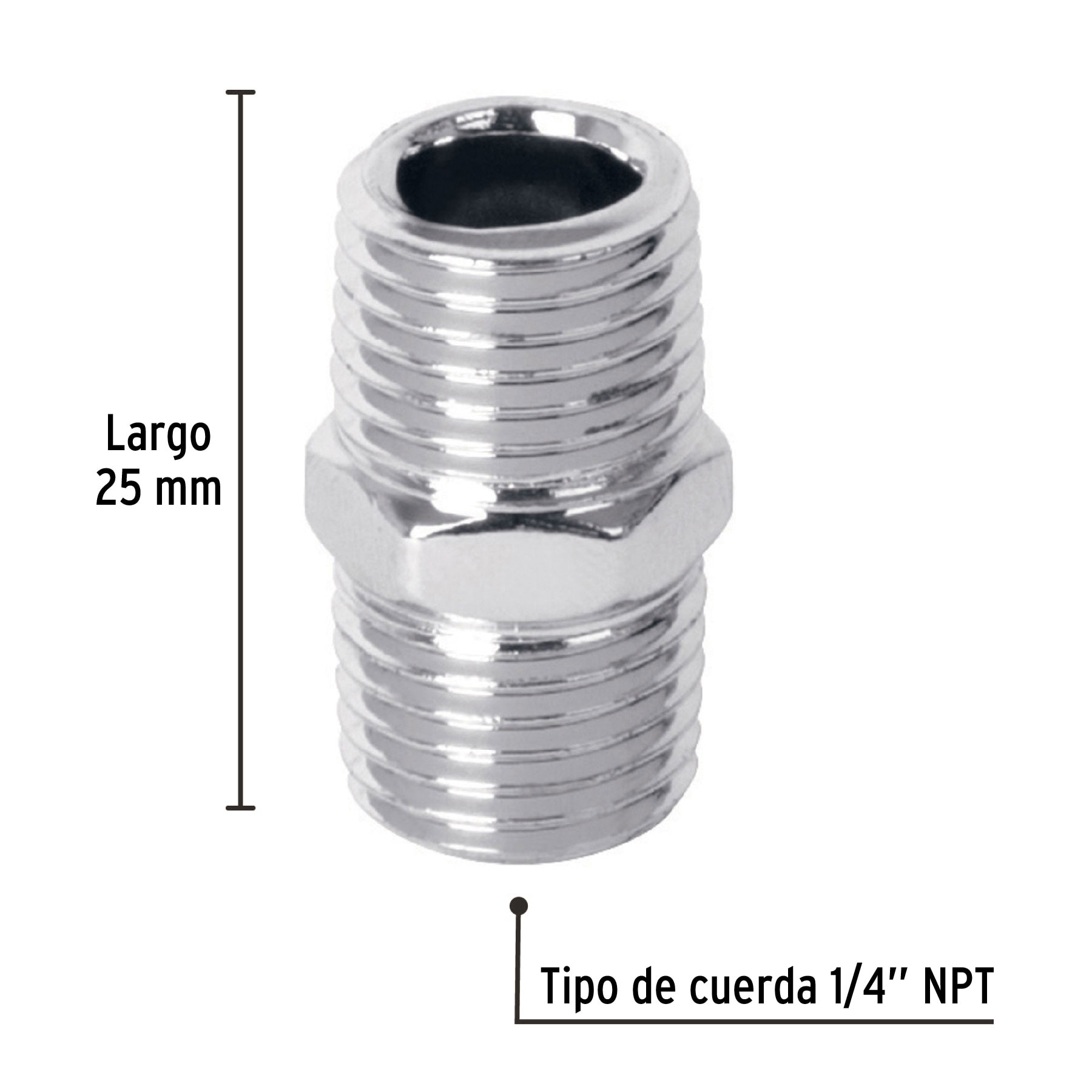 NIPLE MACHO-MACHO 1/4" NPT  PRETUL