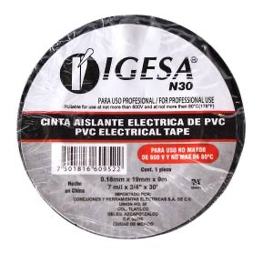 CINTA DE AISLAR 19MM X 18M NEGRA L X 66BK IGESA