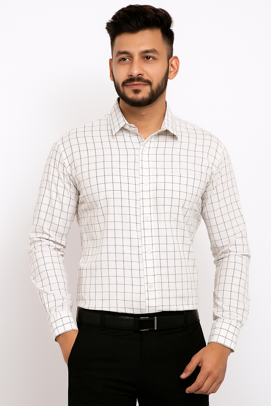 White checkered formal shirt