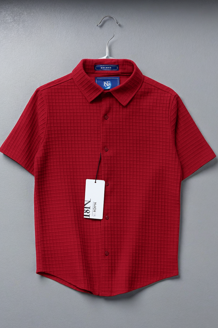Red Popcorn Short Sleeve Shirt - Kaarigari Fashion