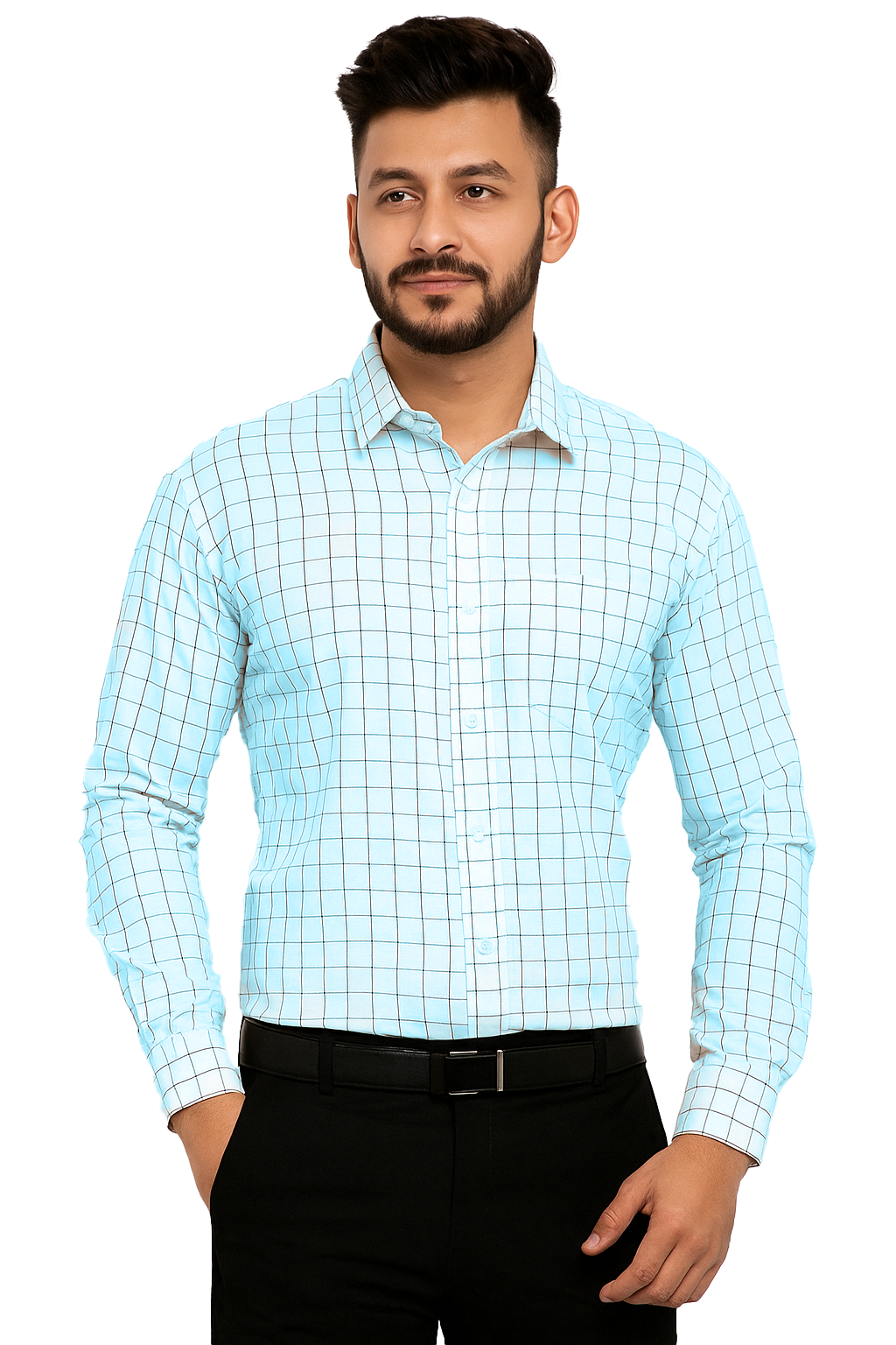 White checkered formal shirt
