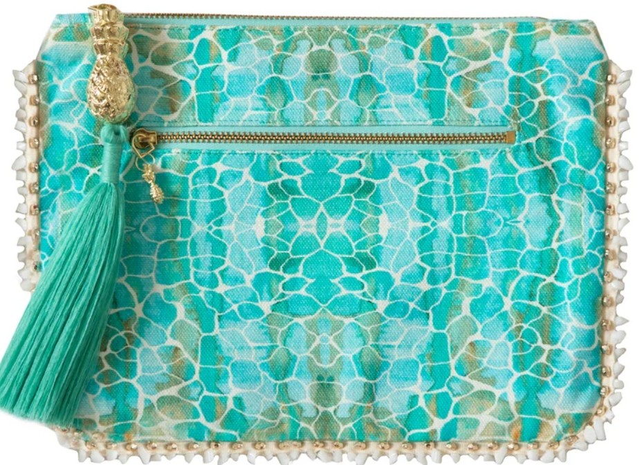 Turquoise Patterned Clutch Bag