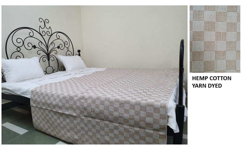 Hemp Cotton Yarn Dyed Bedspread