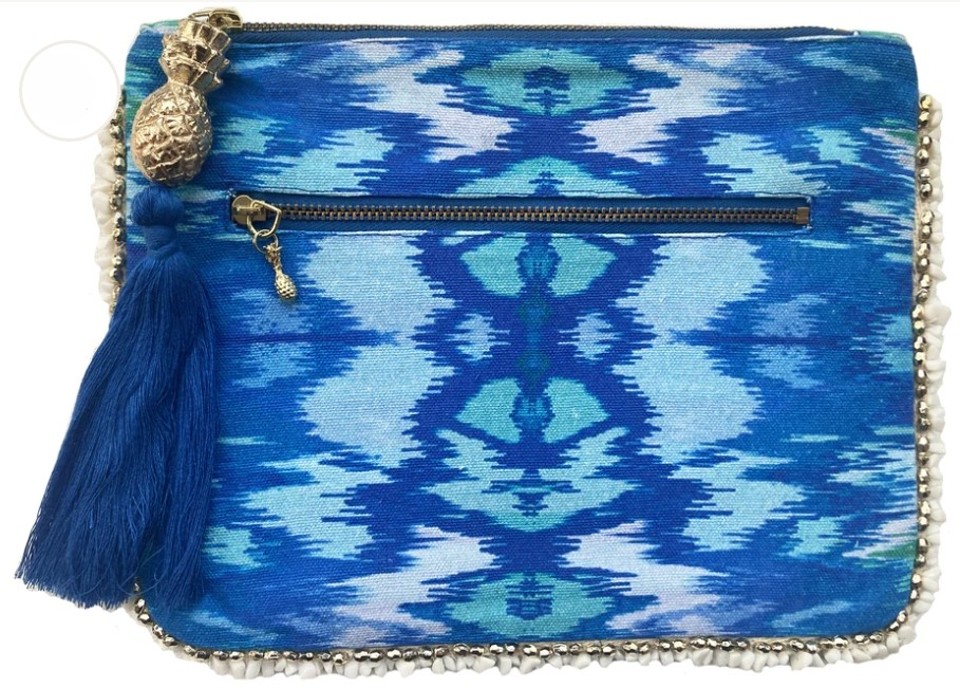Blue Patterned Clutch Bag