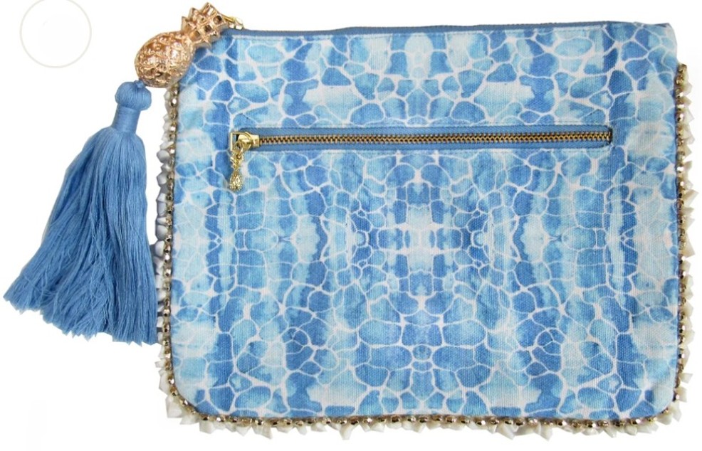 Blue Patterned Clutch Bag