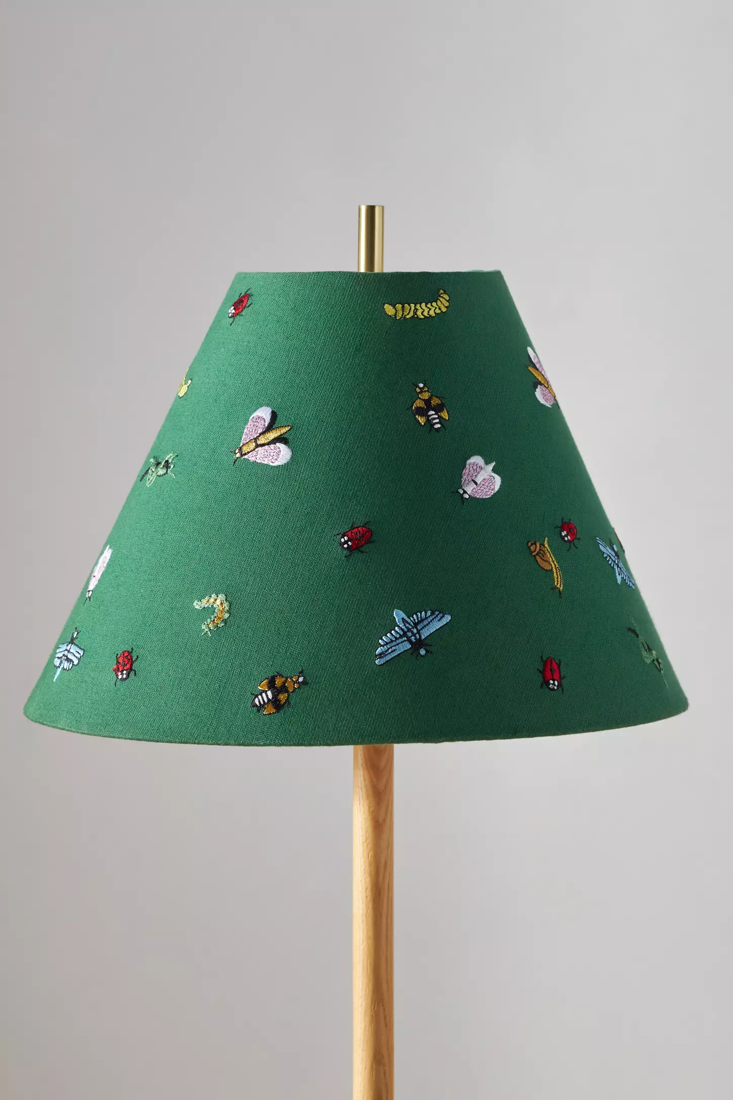 Embroidered Green Lampshade