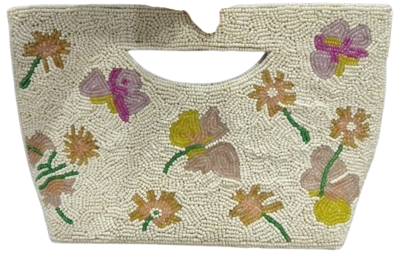 Handmade Beaded Floral Clutch Bag