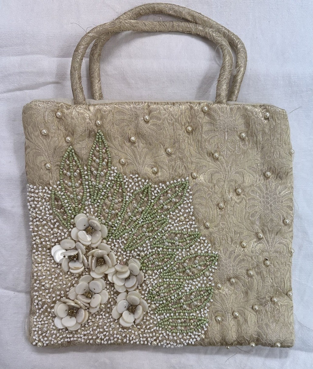 Handcrafted Embroidered Beige Handbag