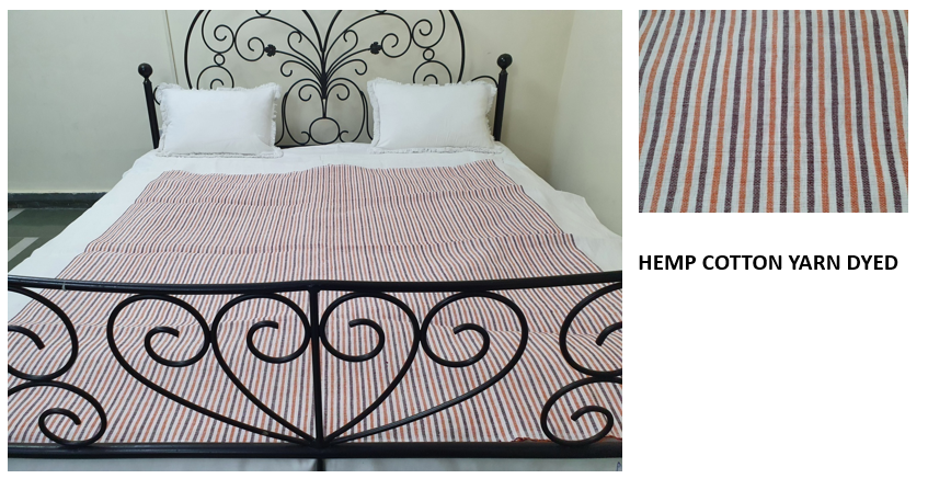 Hemp Cotton Yarn Dyed Bedspread