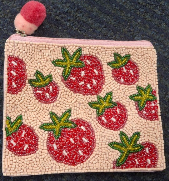 Strawberry Beaded Pouch