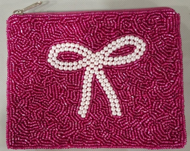 Pink Beaded Clutch Purse