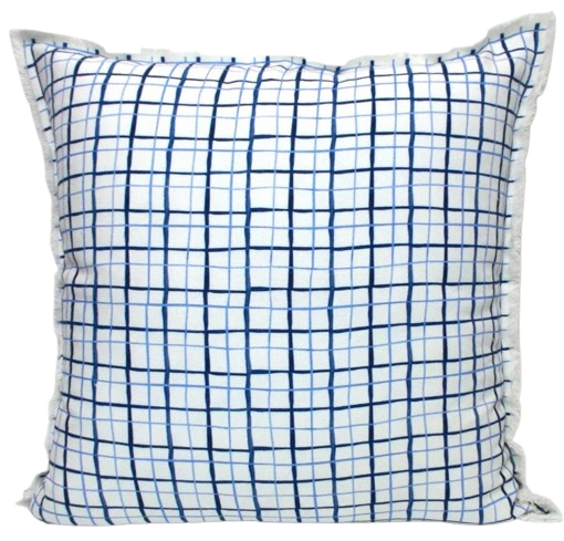 Blue Grid Throw Pillow