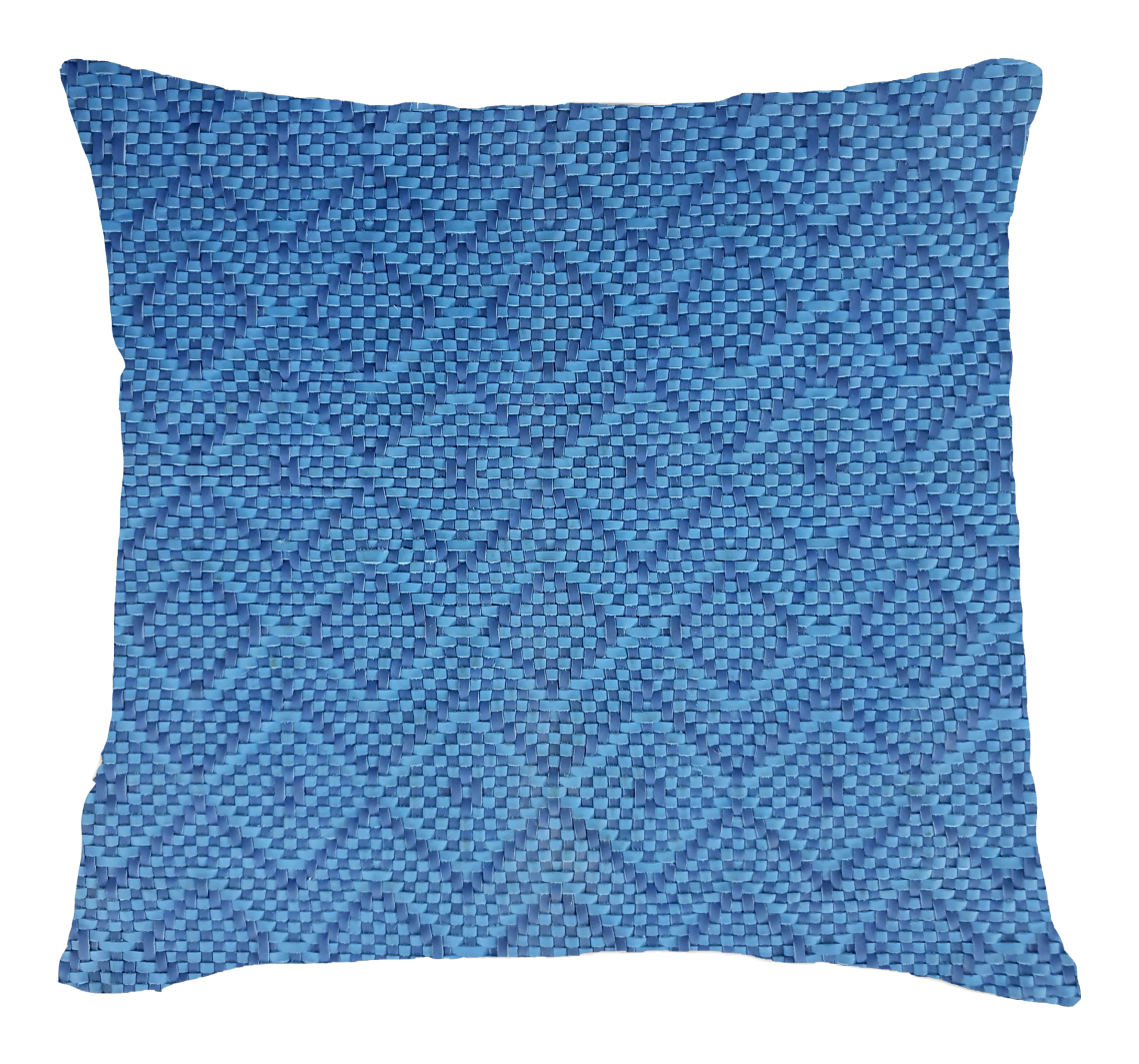 Blue woven pillow cover