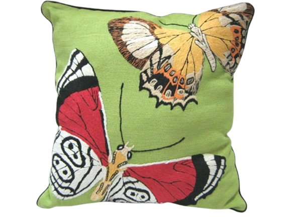 Butterfly Embroidered Decorative Pillow