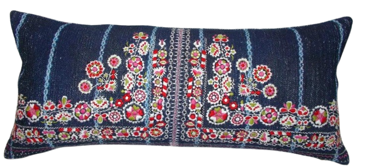 Handmade Embroidered Lumbar Pillow