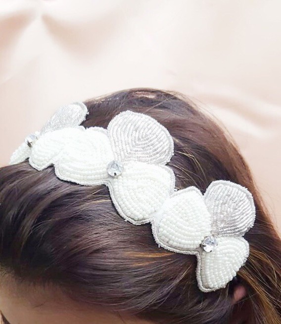 Elegant Beaded Flower Headband