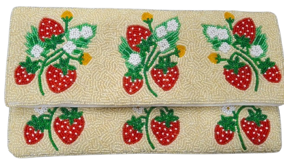 Beaded Strawberry Clutch