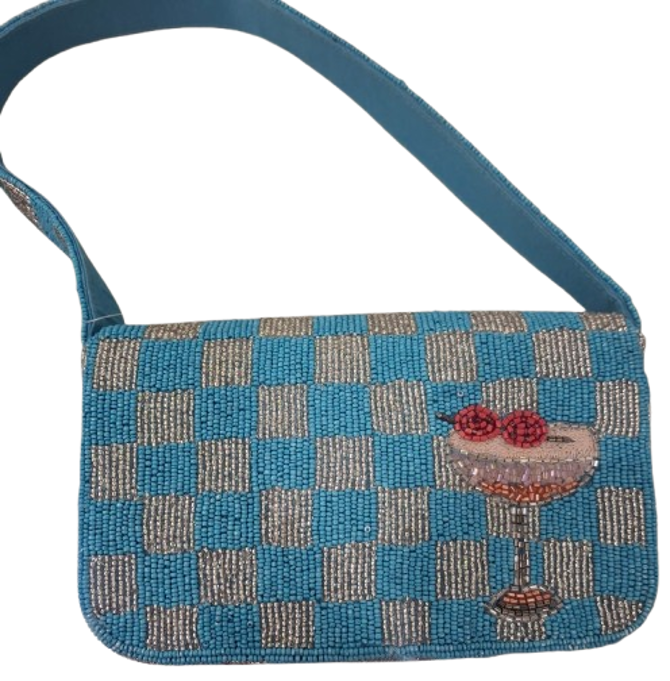 Beaded Cocktail-themed Shoulder Bag