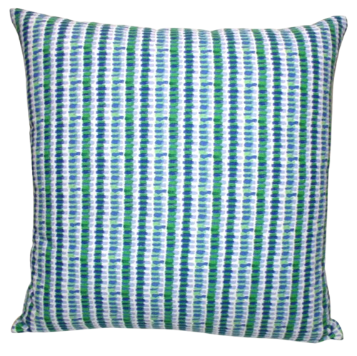 Green and Blue Patterned Throw Pillow