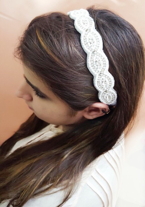 White Beaded Headband