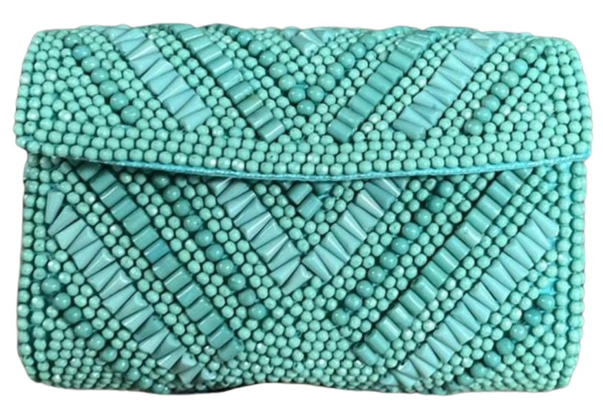 Turquoise Beaded Clutch