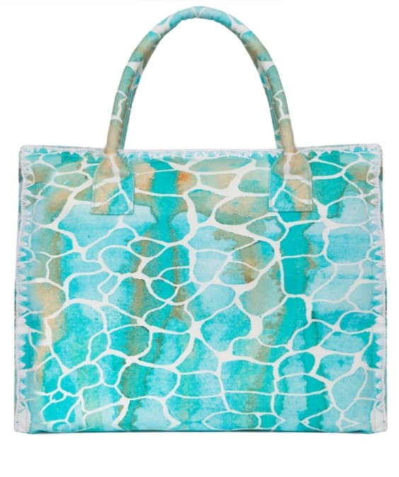 Turquoise Patterned Tote Bag