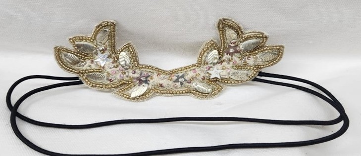 Embroidered Gold Leaf Headband