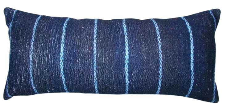 Blue Striped Rectangle Cushion