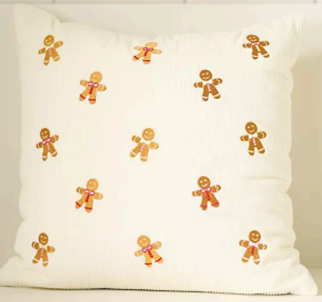 Gingerbread Man Embroidered Cushion