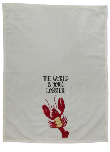 Lobster Embroidered Tea Towel