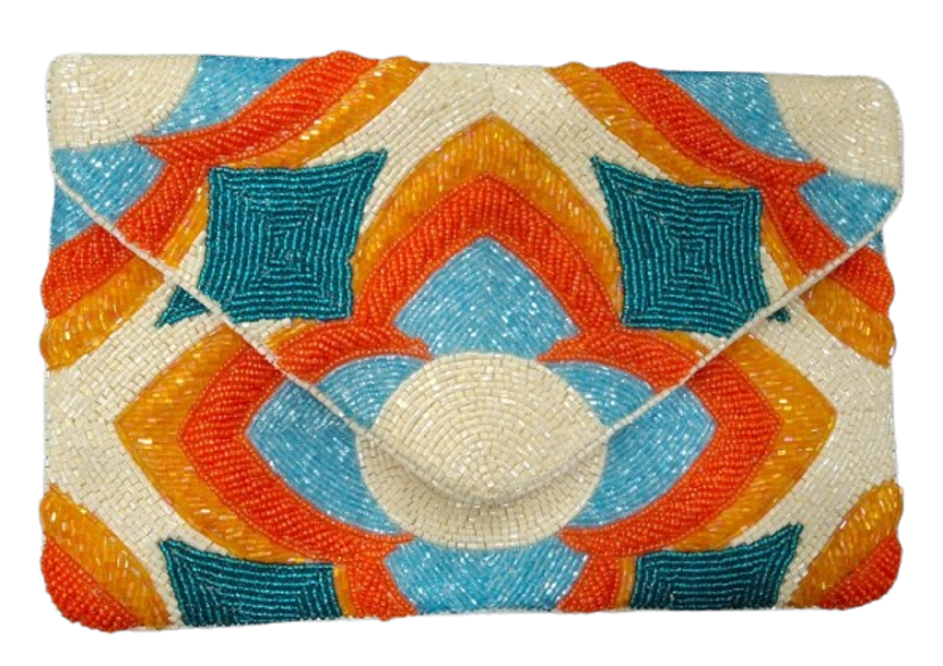 Hand-beaded Geometric Clutch