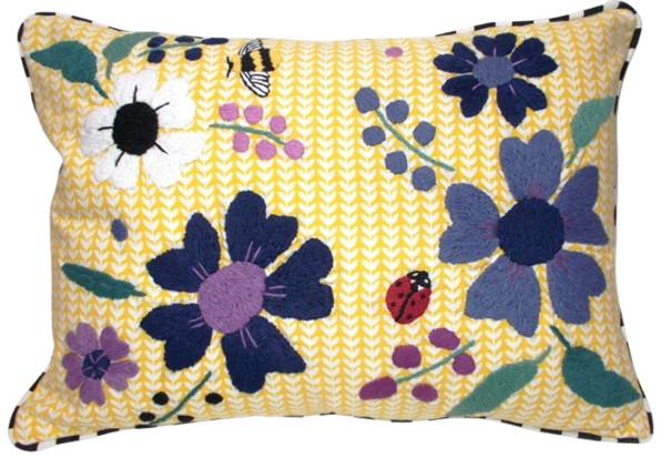 Embroidered Floral Decorative Pillow