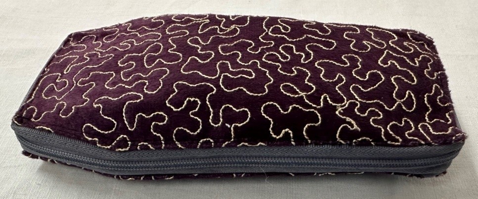 Embroidered Velvet Zipper Pouch