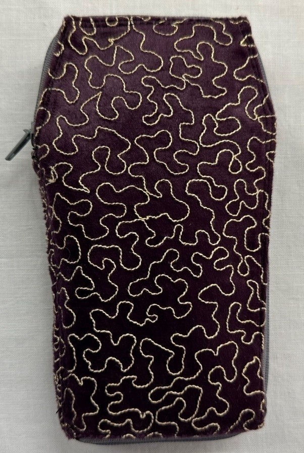 Embroidered Velvet Zipper Pouch