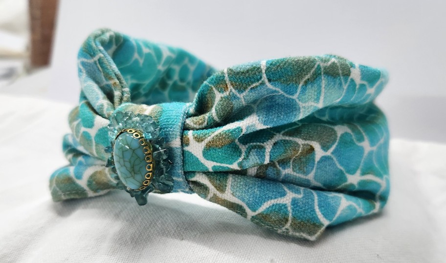 Turquoise Gemstone Fabric Bracelet