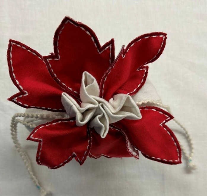 Handmade Fabric Flower Pouch
