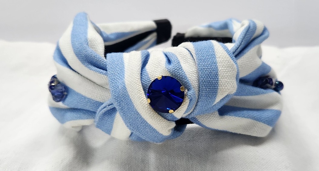 Striped Blue and White Headband