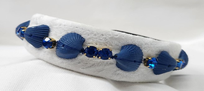 Blue Shell and Crystal Headband