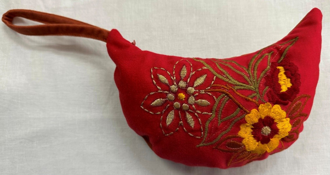 Embroidered Red Fabric Pouch