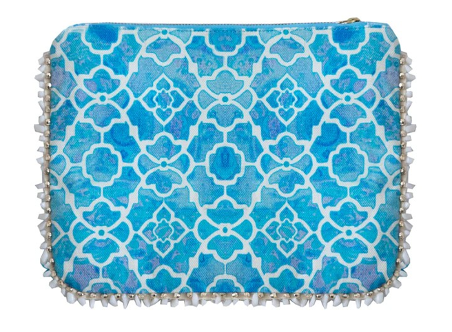 Blue Geometric Pattern Clutch