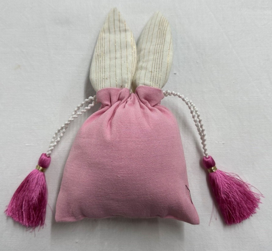 Pink Bunny Ear Drawstring Pouch