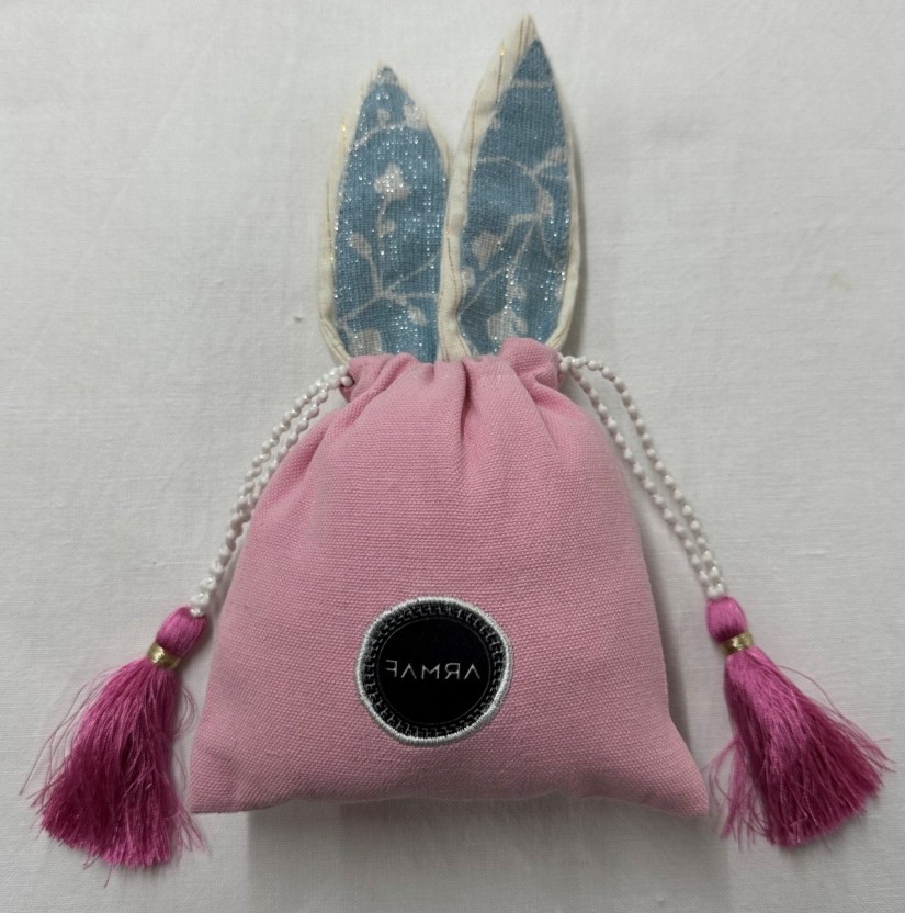Pink Bunny Ear Drawstring Pouch