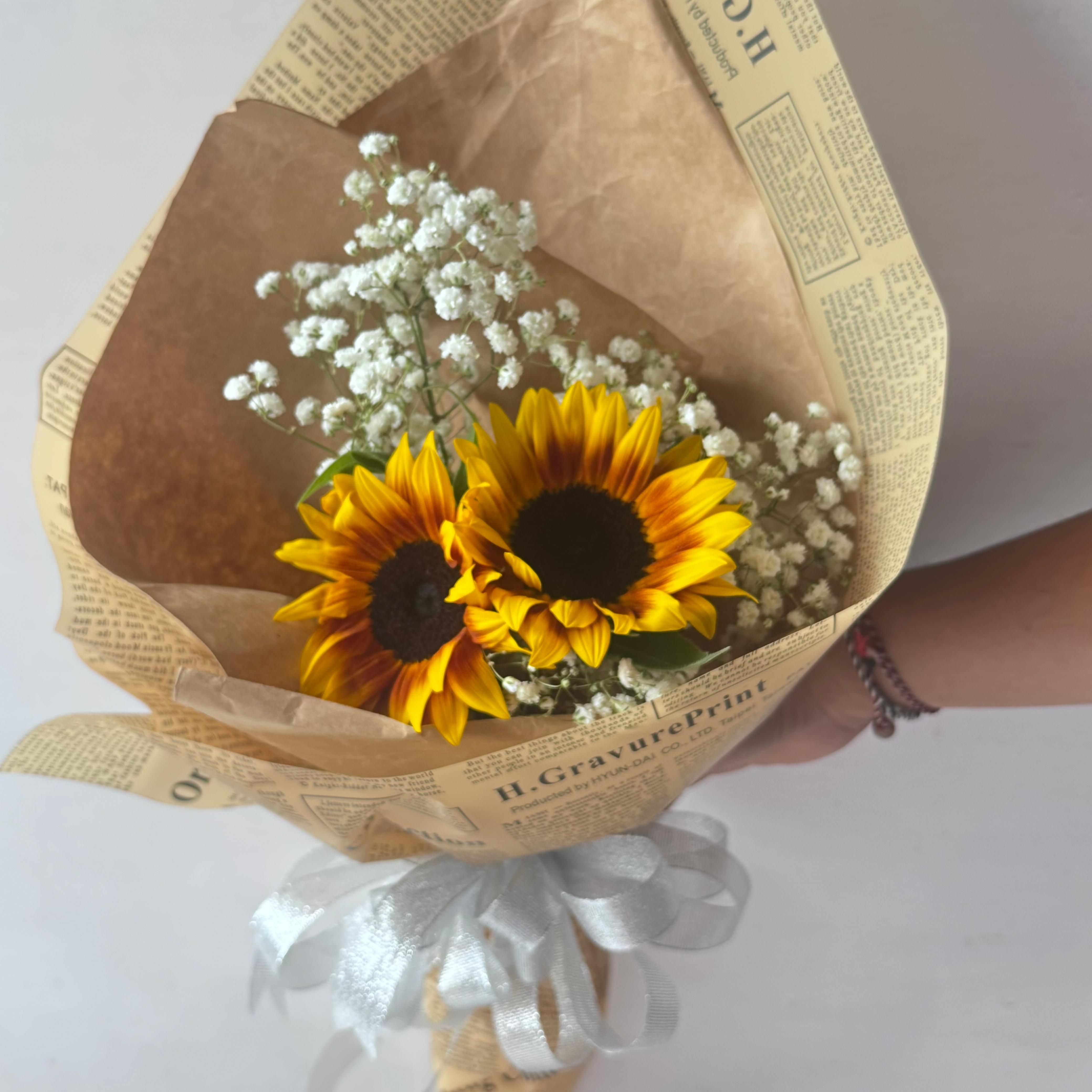 Sunflower Bouquet With Baby Breath