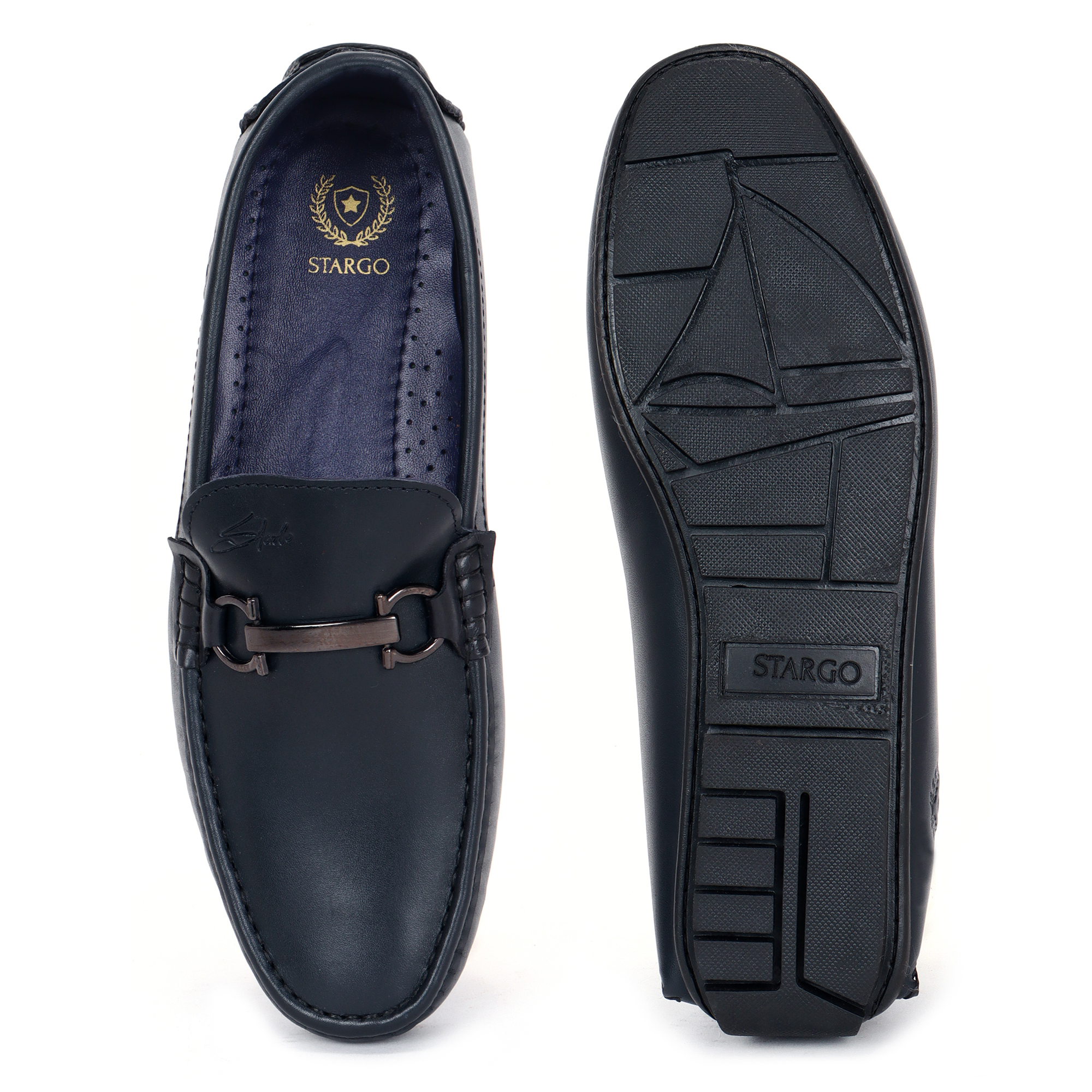 Stargo Stylish Casual Slip-On Leatherette Moccasins with Metal Bit Loafers For Men