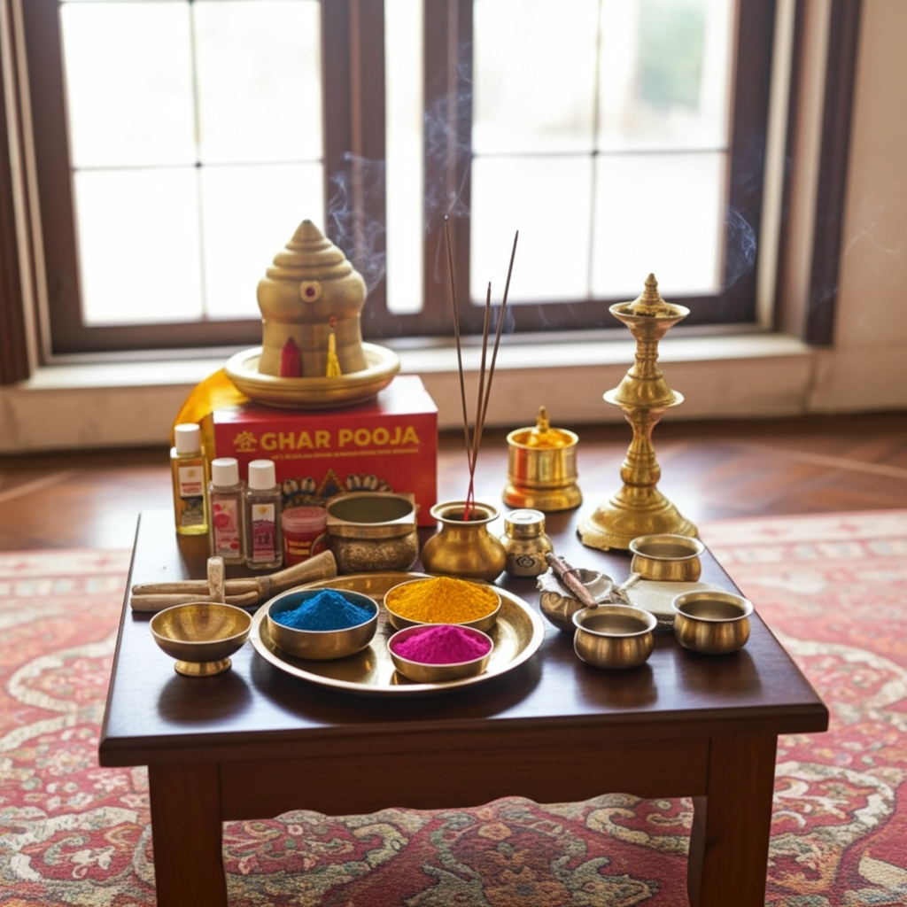 Ghar Pooja New Office Opening Puja Samagri Kit (Pack of 32 Items)