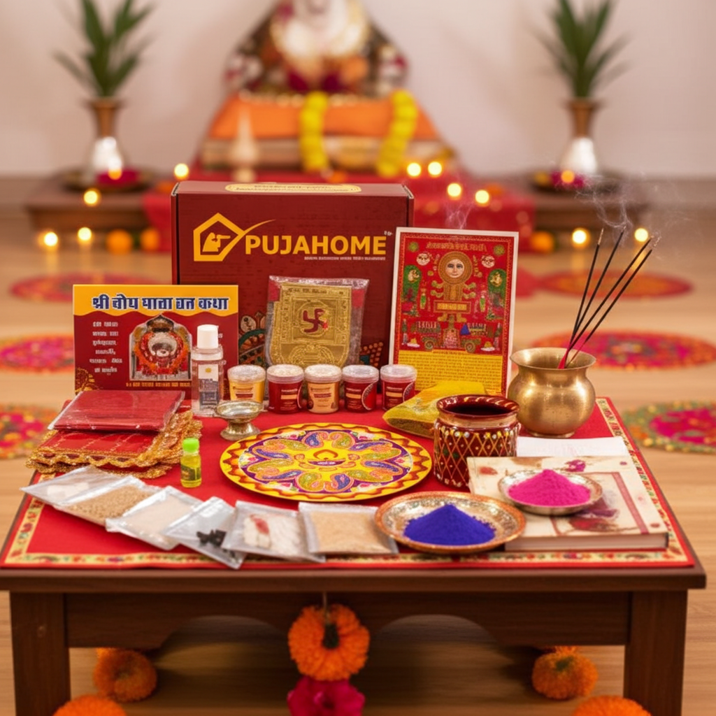 All-in-One Karwa Chauth Puja: Complete 30+ Item Samagri & Decorative Thali Set	