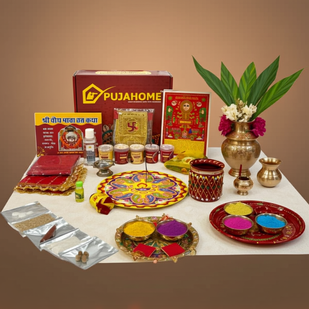 All-in-One Karwa Chauth Puja: Complete 30+ Item Samagri & Decorative Thali Set	